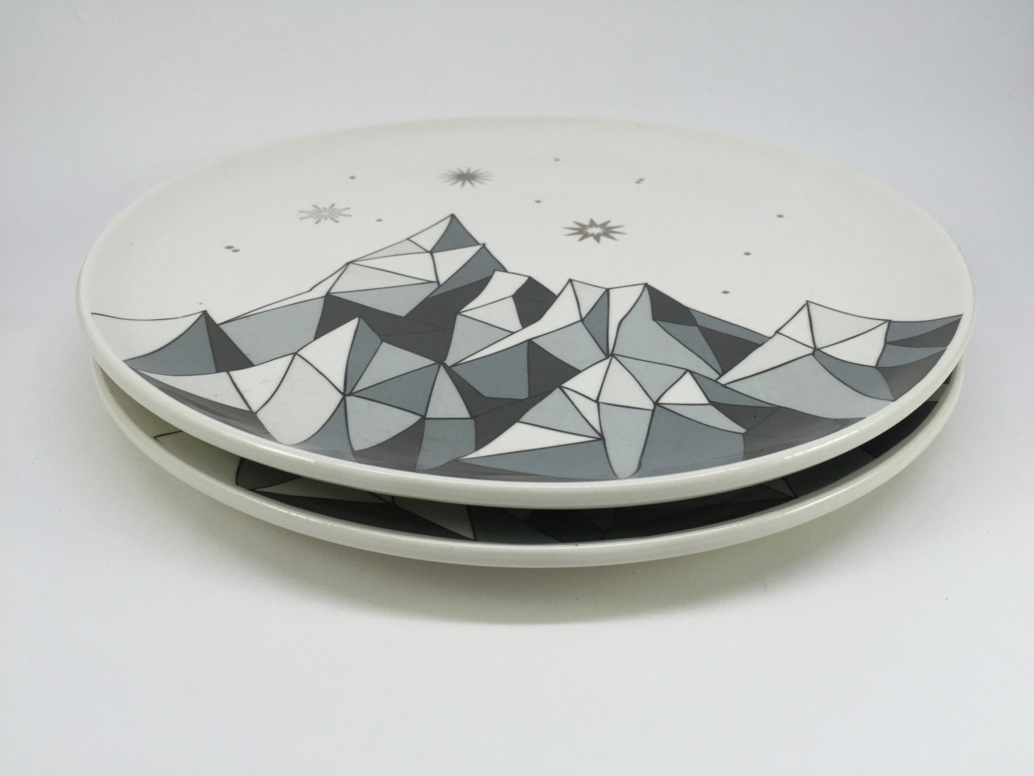 ceramic plate /geometric mountain design/ by JuliaClairesClay