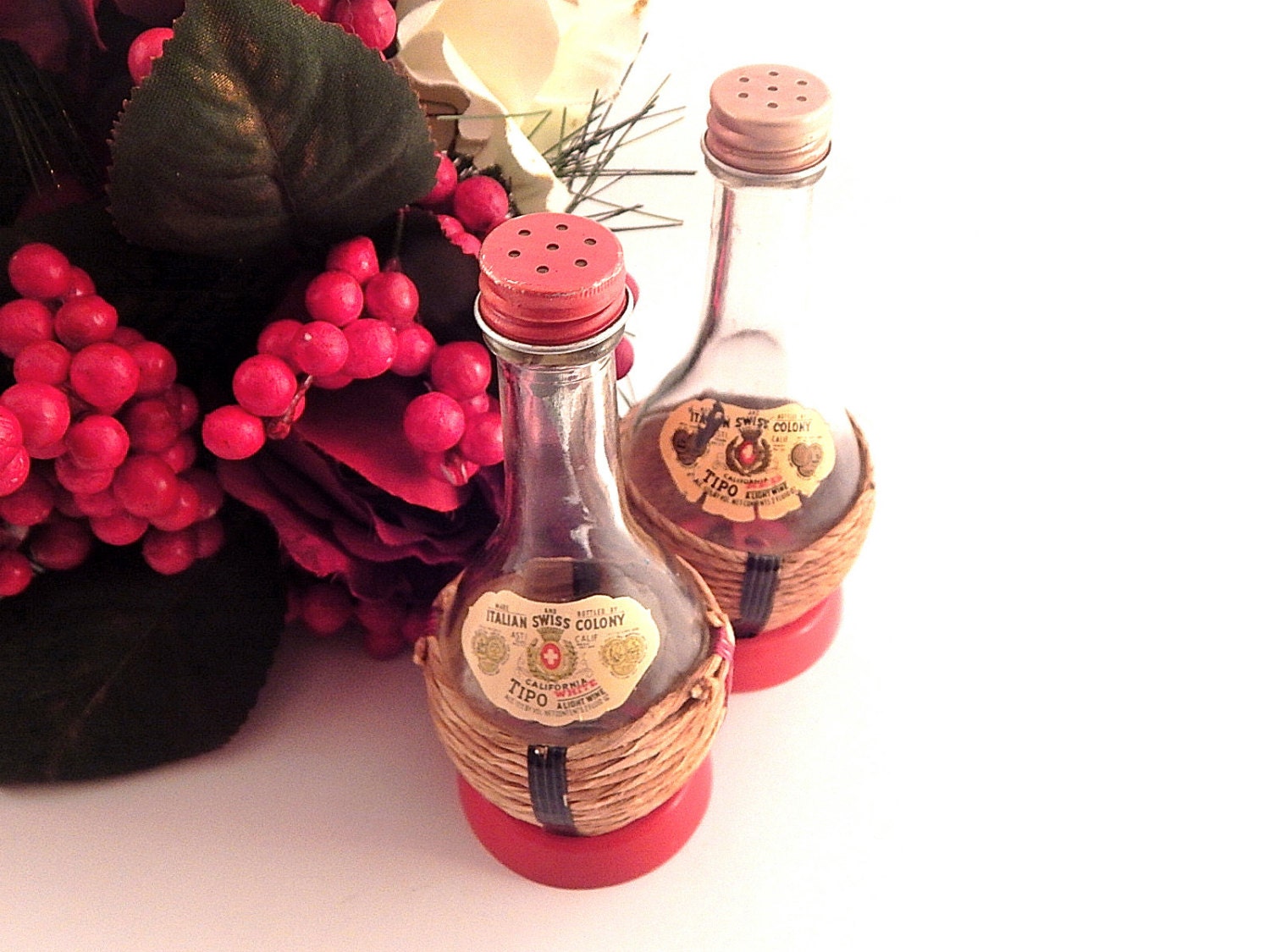 Salt and Pepper Shakers Italian Swiss Colony Miniature Wine