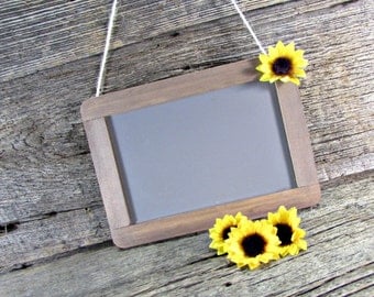 Sunflower Sign, Small Hanging Chalkboard Sign, Rustic Painted Wood Framed Chalkboard, Birthday Party, Baby Shower, Summer Wedding Decor
