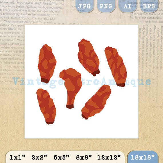 Digital Printable Chicken Wings Graphic by VintageRetroAntique