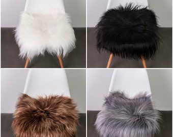 Luxurious Genuine Icelandic Long Wool Sheepskin Chair Sofa Cover Seat Pad White Grey Rusty Brown Honey Caramel Real Fur