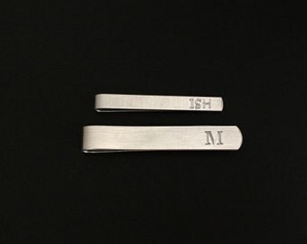 Personalized Tie Clip. Engraved Tie Bar. Handmade Aluminum Tie Bar. Groomsmen Gift. Wedding. Gift for Dad. Boyfriend. Husband. Birthday.