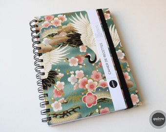 Book of recipes - Japanese - crane green fabric