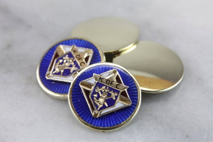 Knights of Columbus Green Gold Enameled Cufflinks by MSJewelers