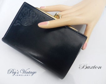 Blue Leather Wallet Buxton Wallet /1960s Vintage Change Purse/Clutch, Made in Canada
