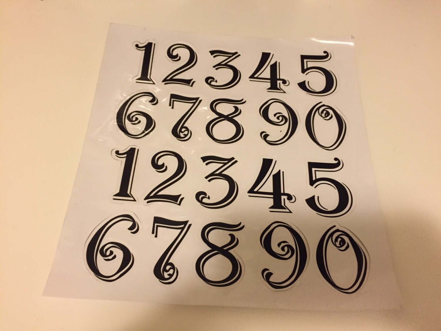 Set of 10 Clear Table number stickers for Wedding Place cards