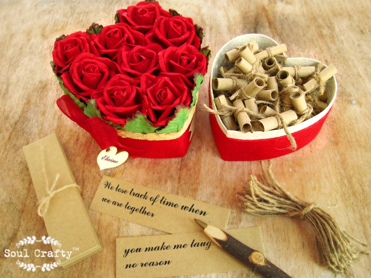 52 reasons I love you because Red Rose Heart Shaped box