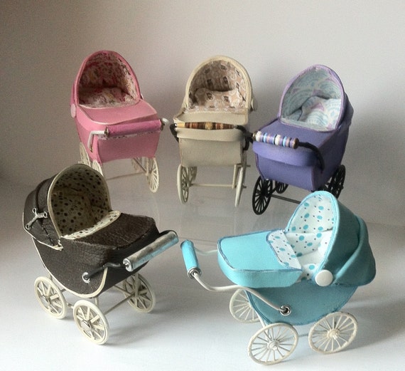 Dolls House Miniature OOAK Vintage Coach Built Style Baby Pram