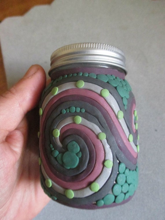 Colorful Polymer Clay Spiral Jar by RichelleJewelry on Etsy