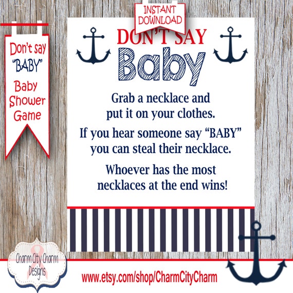 Don't Say Baby Baby Shower Game Baby Necklace Game