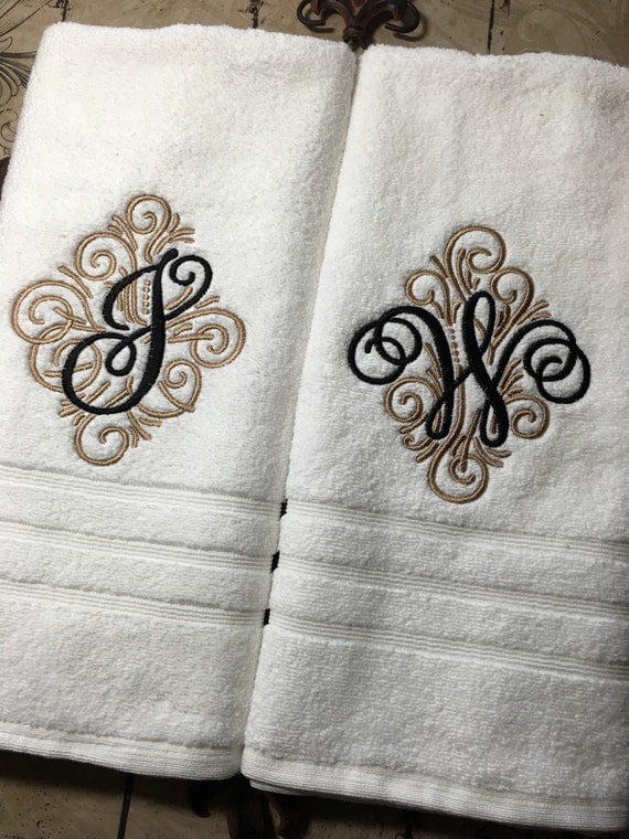 Monogrammed Luxury Bath Towel Set Hand Towels Wedding Gift