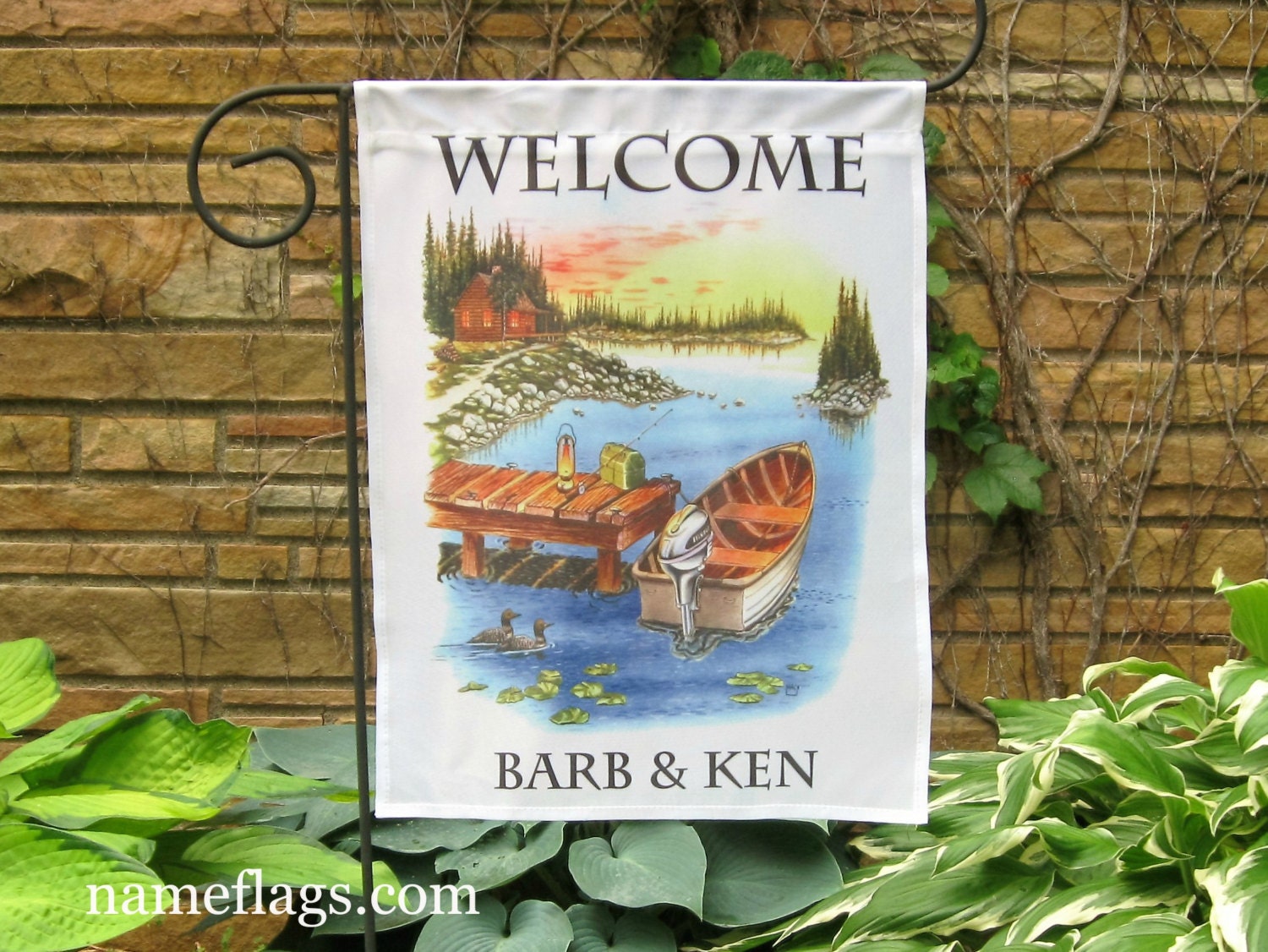 Personalized to the Lake Flag Garden or House Flag