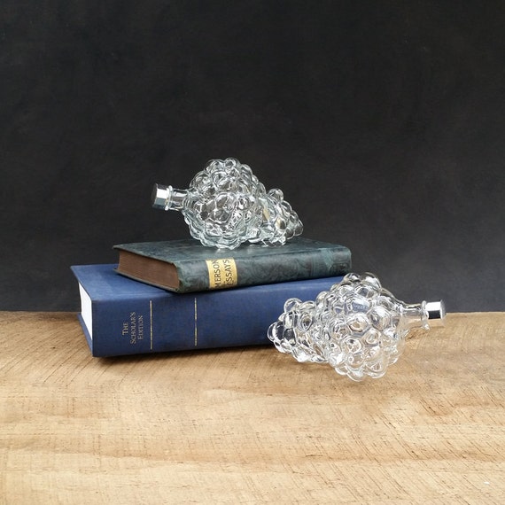 Grape Cluster Glass Bottles Made In France Silver Lids