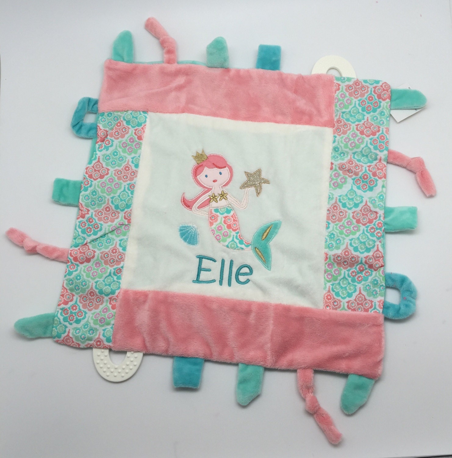 Personalized baby girl gift toy tag blankie Taggy Blankie