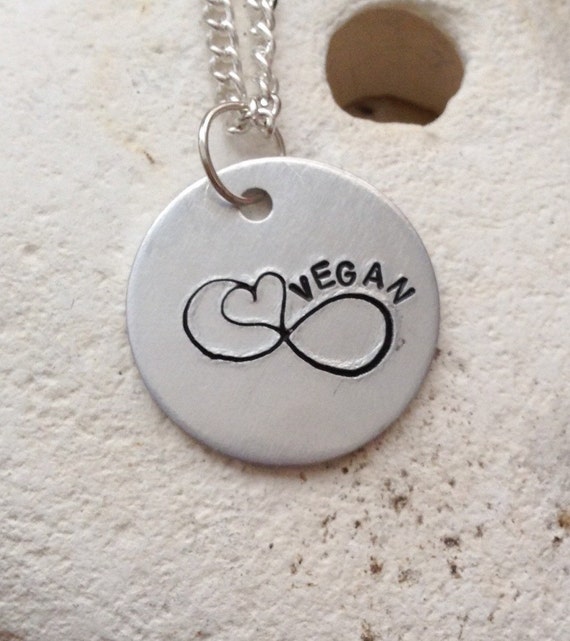 Vegan Infinity heart necklace, vegan for her, vegan for life