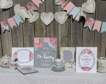 Pride and Prejudice bridal shower decorations