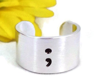 Suicide Awareness, Semicolon Ring, Awareness, Self Harm, Mental Illness, Depression, Crohns, Ulcerative Colitis, Partial Bowel Removal