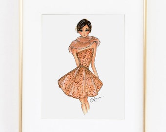 Fashion Illustration Print, Elie Saab Couture, 8x10"