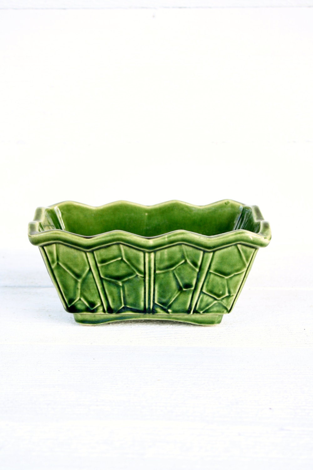 Vintage Green Ceramic Planter