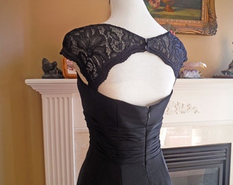 Black lace bridesmaid dress, Prom dress 2016 - Keyhole back, Lace straps