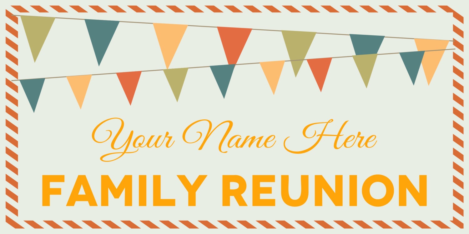  Family  Reunion  Banner  with Flags