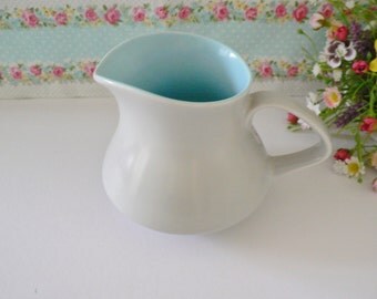 Poole Pottery vintage 1950's Twintone jug,Milk jug, Blue jug, English pottery, Blue creamer