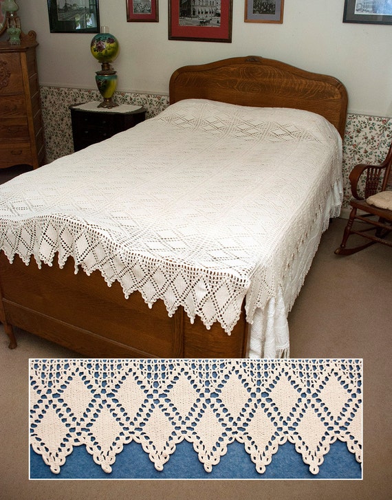 Vintage Hand Crochet Coverlet / Bedspread Twin Size 70 by