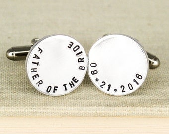 Father of the Bride Cuff Links - Personalized Aluminum Cuff Links