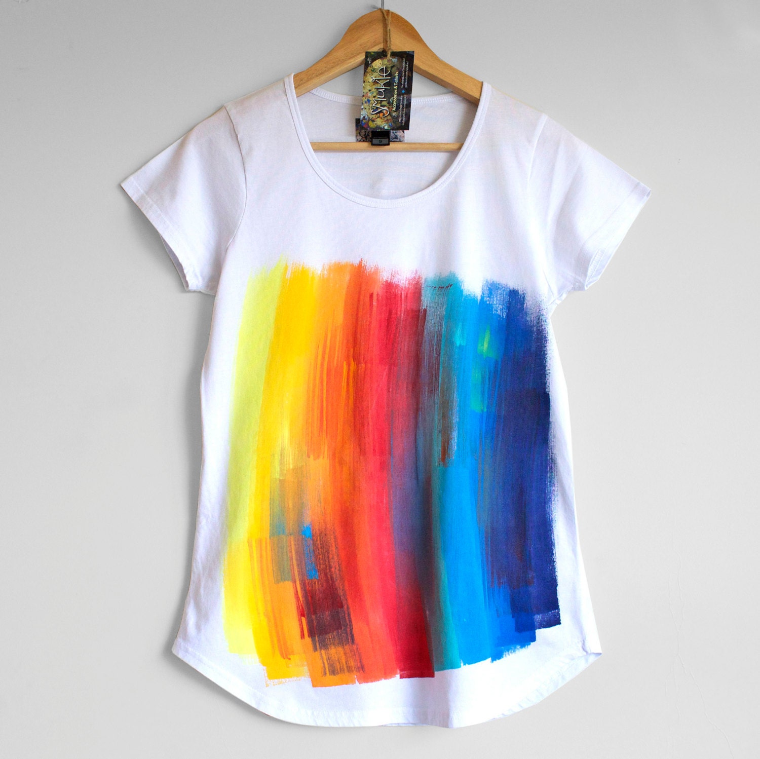 RAINBOW on WHITE . Rainbow Tshirt. Women's t shirt. by Smukie