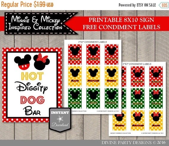 SALE INSTANT DOWNLOAD Mouse Hot Diggity Dog by DivinePartyDesign