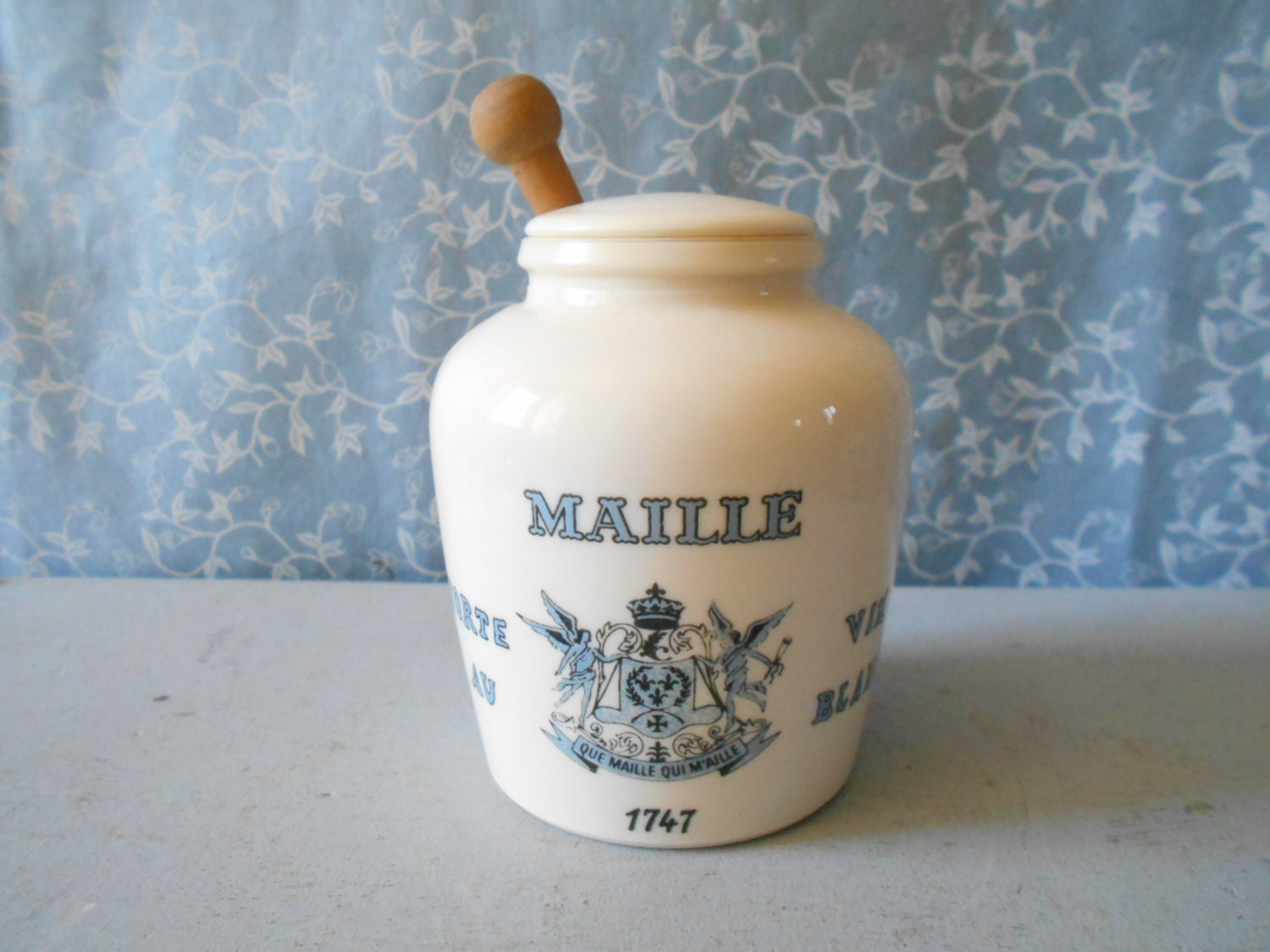 Vintage French Mustard Jar Milkglass Jar Dijon Mustard Maille