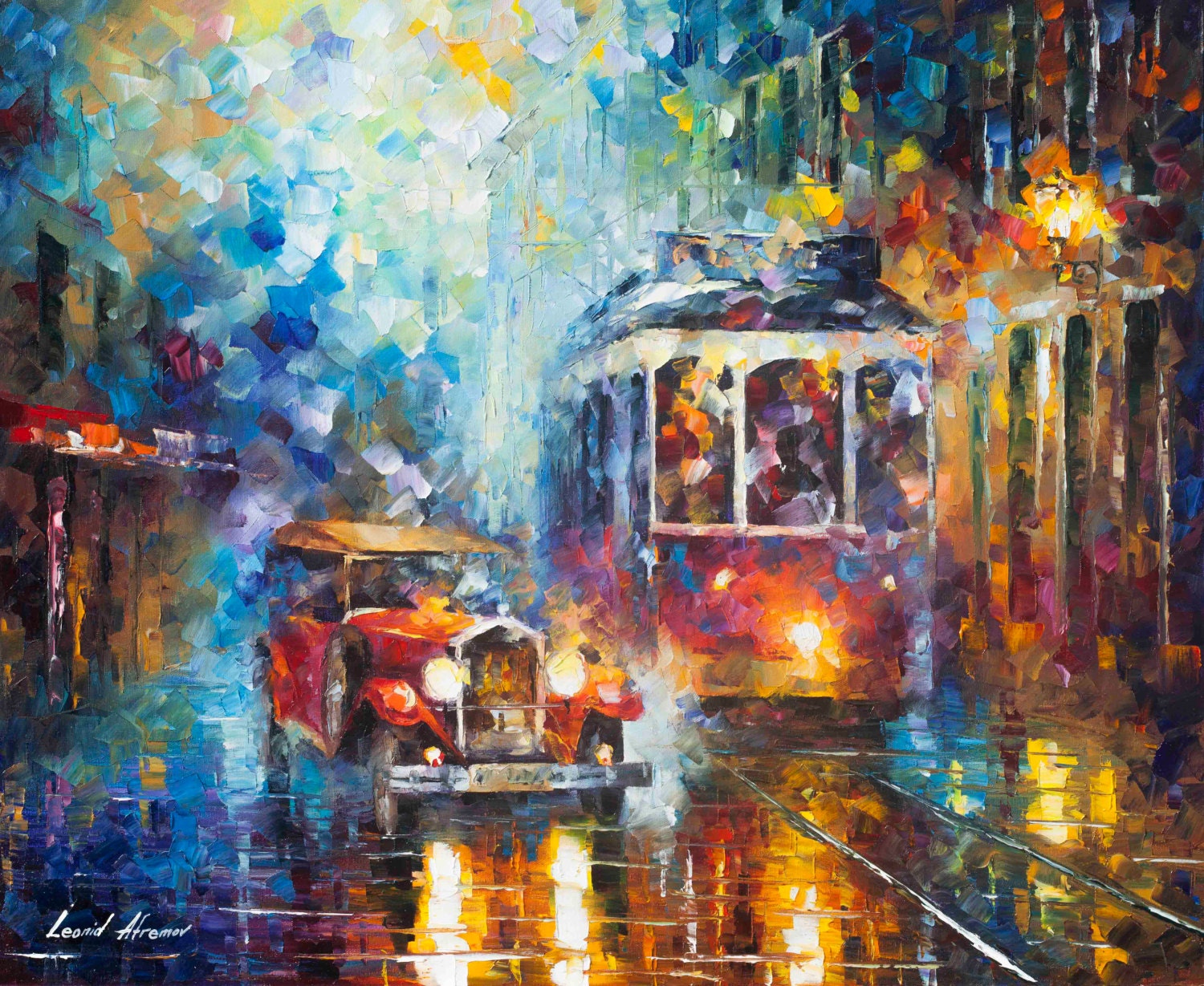 Old San Francisco oil painting on canvas by Leonid Afremov.