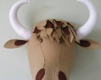 HIGHLAND COW - Faux Taxidermy - Felt Wall Mounted Animal Head - Hamish Highland Cow - wall decor.