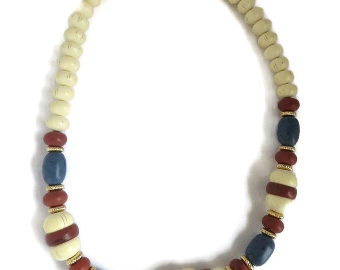 AVON Indian Summer Necklace, Vintage 1980s Beaded Necklace