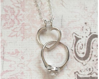 silver ring holder necklace open heart ring keeper necklace wedding ring holder necklace - Wedding Ring Necklace Holder silver ring holder necklace open heart ring keeper necklace wedding ring holder necklace - Wedding Ring Necklace Holder