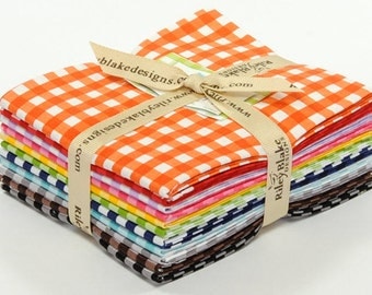 1/4 Inch Medium Gingham Fat Quarter Bundle - 11 Different Prints - Cotton Quilt Fabric - Riley Blake Designs - FQ-450-11 (W3237)