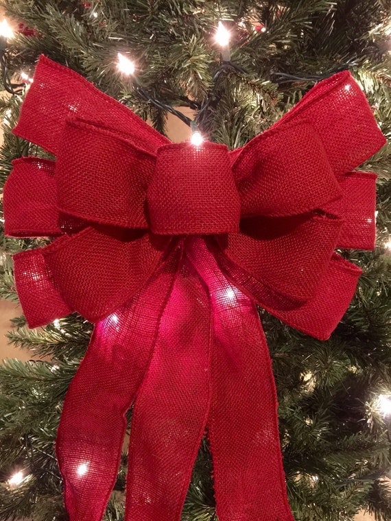 Red Burlap Basic Bow Tree Topper