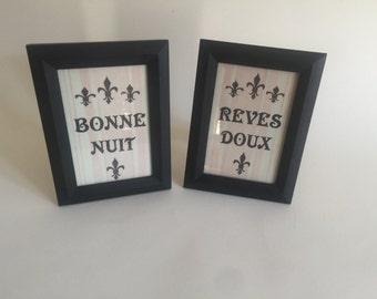 French Inspired Vintage Bonne Nuit & Reves Doux Pictures