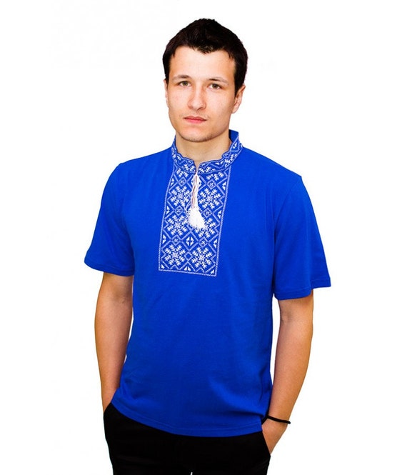 Traditional Ukrainian Embroidered Men's T-Shirt