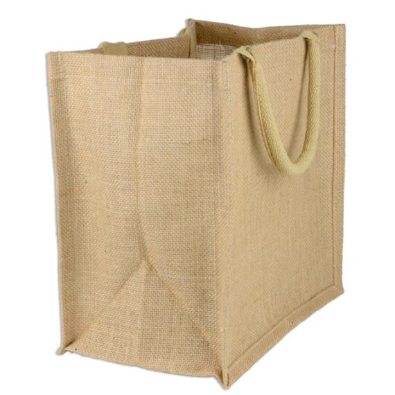 9 x 11 x 4 Jute Shopping Tote Bag Euro Style 6 Pack