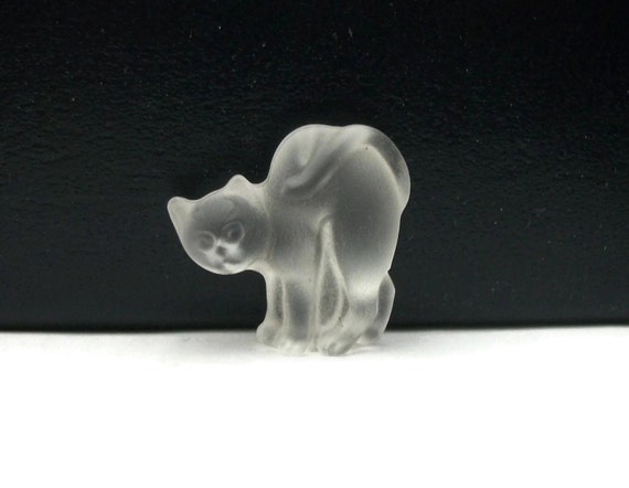 frosted glass cat figurine