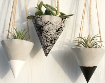 Hanging Planters /Hanging concrete Planters/ Concrete planters/ Hanging Planter/ Hanging pot /Black planters / Marble planters/ Home decor