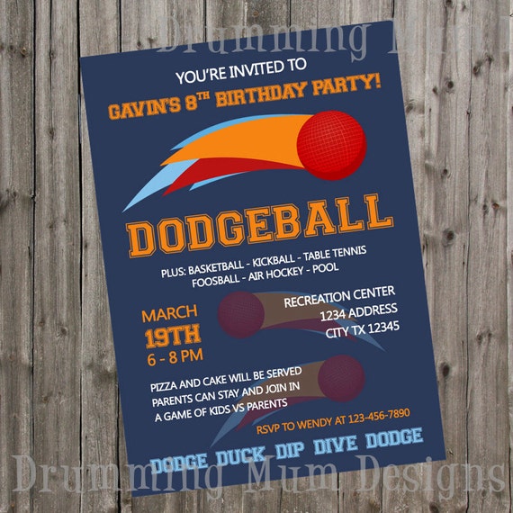 Dodgeball Birthday Party Invitations 2