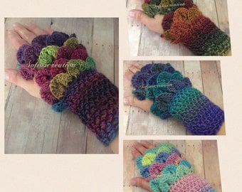 Fingerless gloves-Fingerless dragon gloves-fingerless-Dragon fingerless gloves -Crocodile stitch gloves-Dragon scale fingerless gloves-glove