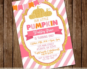 Our Little Pumpkin Is Turning One Invitations 7