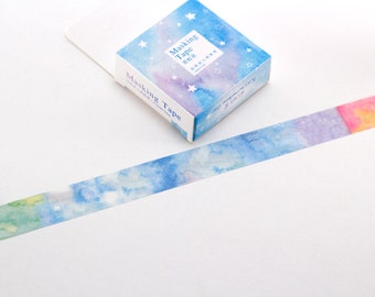 Watercolor Washi Tape - 10 metres washi tape - Decorative Paper Tape - Giftwrap tape - Scrapbooking tape -Pastel Printed Masking Tape
