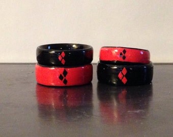 Stainless Steel Harley Quinn-Inspired Custom Engraved Cosplay Ring - Sizes 3-16