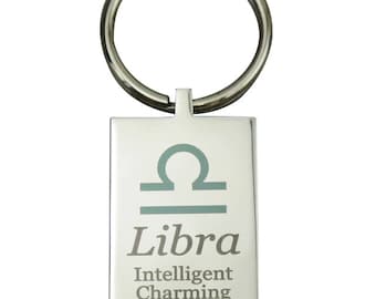 Libra Symbol of the Zodiac Keyring - With FREE Engraving - Horoscopes Star Signs