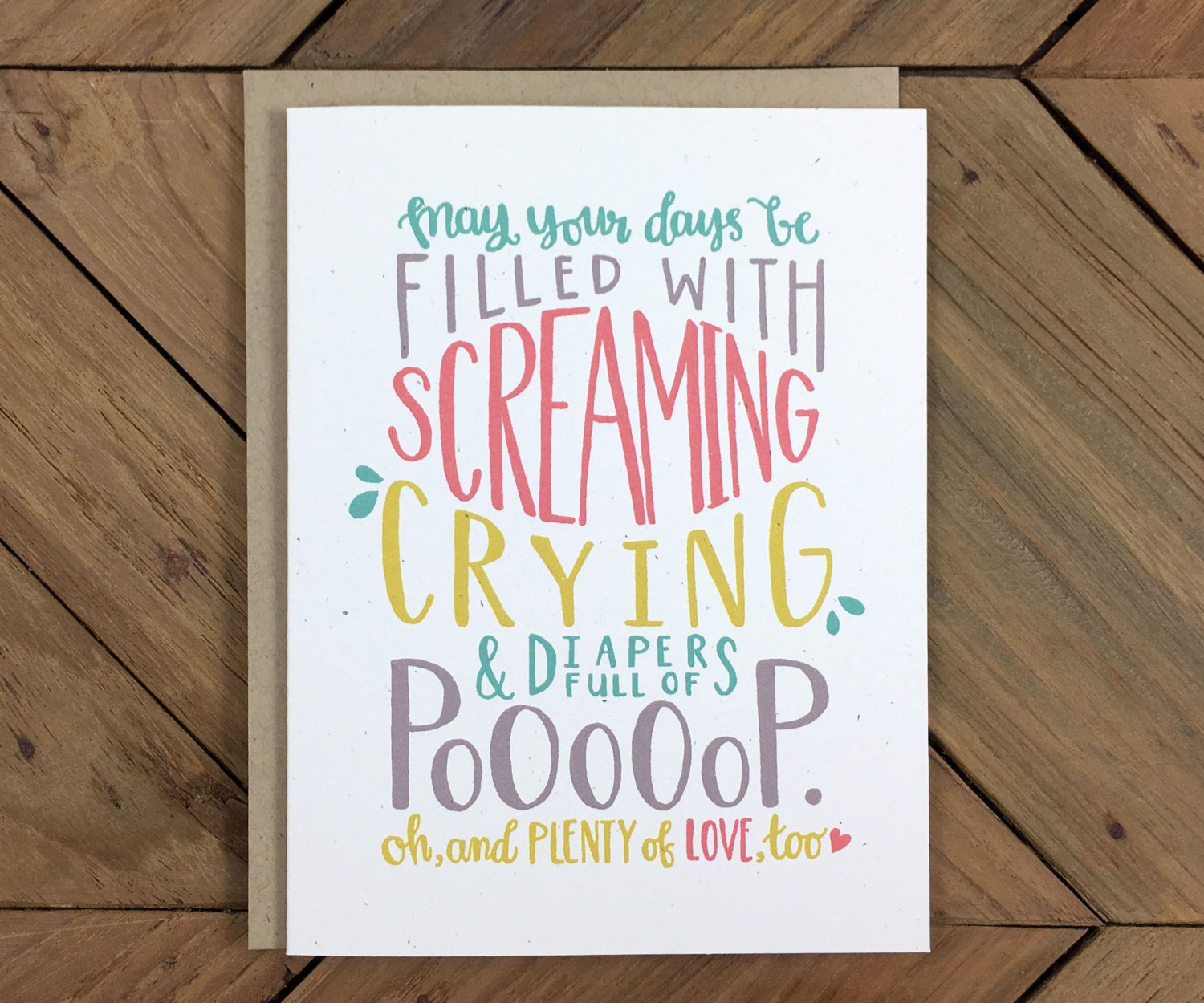 Funny Baby Shower Card Screaming Crying Poop & by meadowpaperco