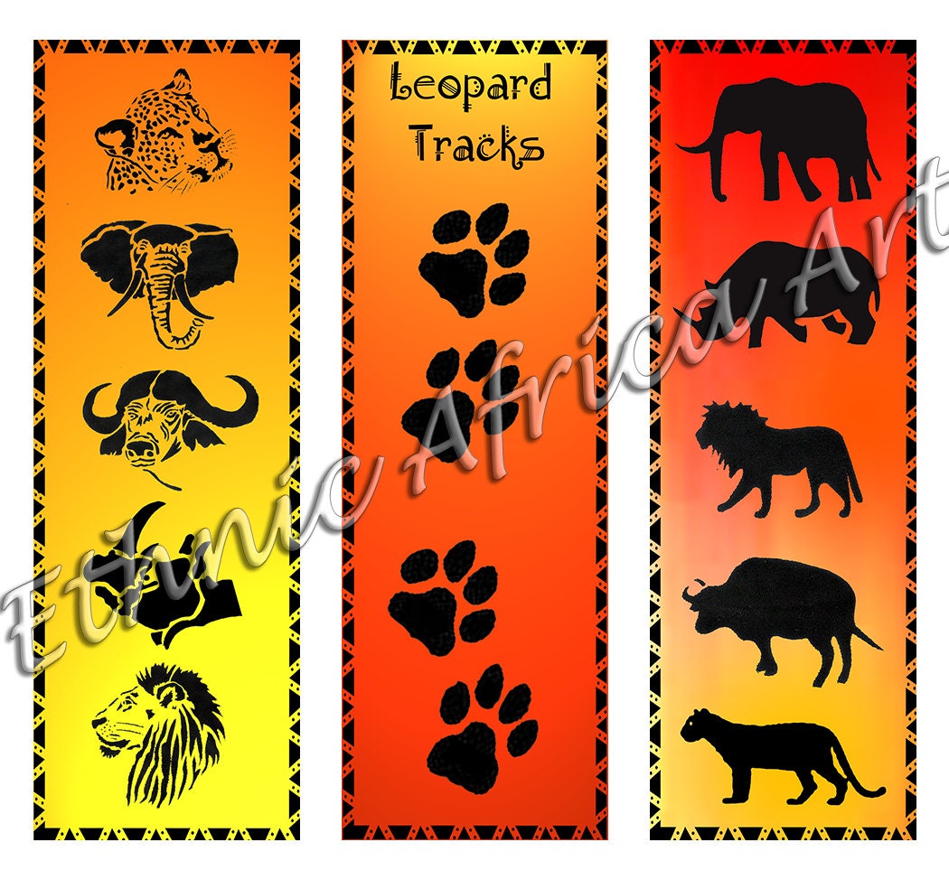 Printable Bookmarks 3 African Art Bookmarks Big Five